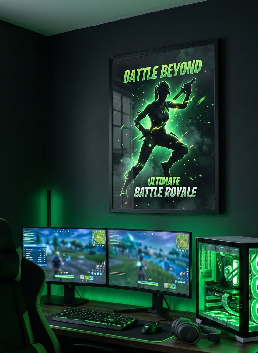 Fortnite Gaming Posters – Black & Neon Edition