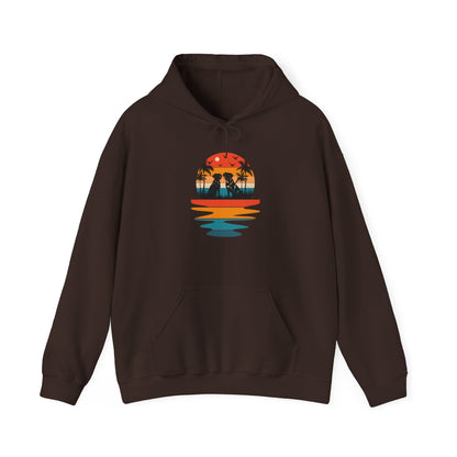 Basketball Skull Hoodie – Retro Sunset Dunk Graphic Sweatshirt