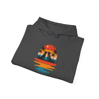 Basketball Skull Hoodie – Retro Sunset Dunk Graphic Sweatshirt