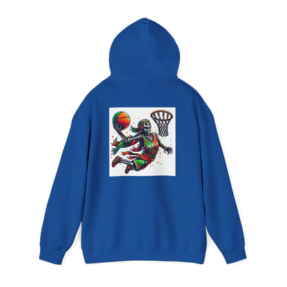 Basketball Skull Hoodie – Retro Sunset Dunk Graphic Sweatshirt