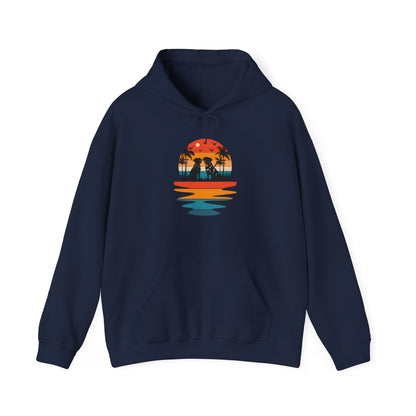 Basketball Skull Hoodie – Retro Sunset Dunk Graphic Sweatshirt