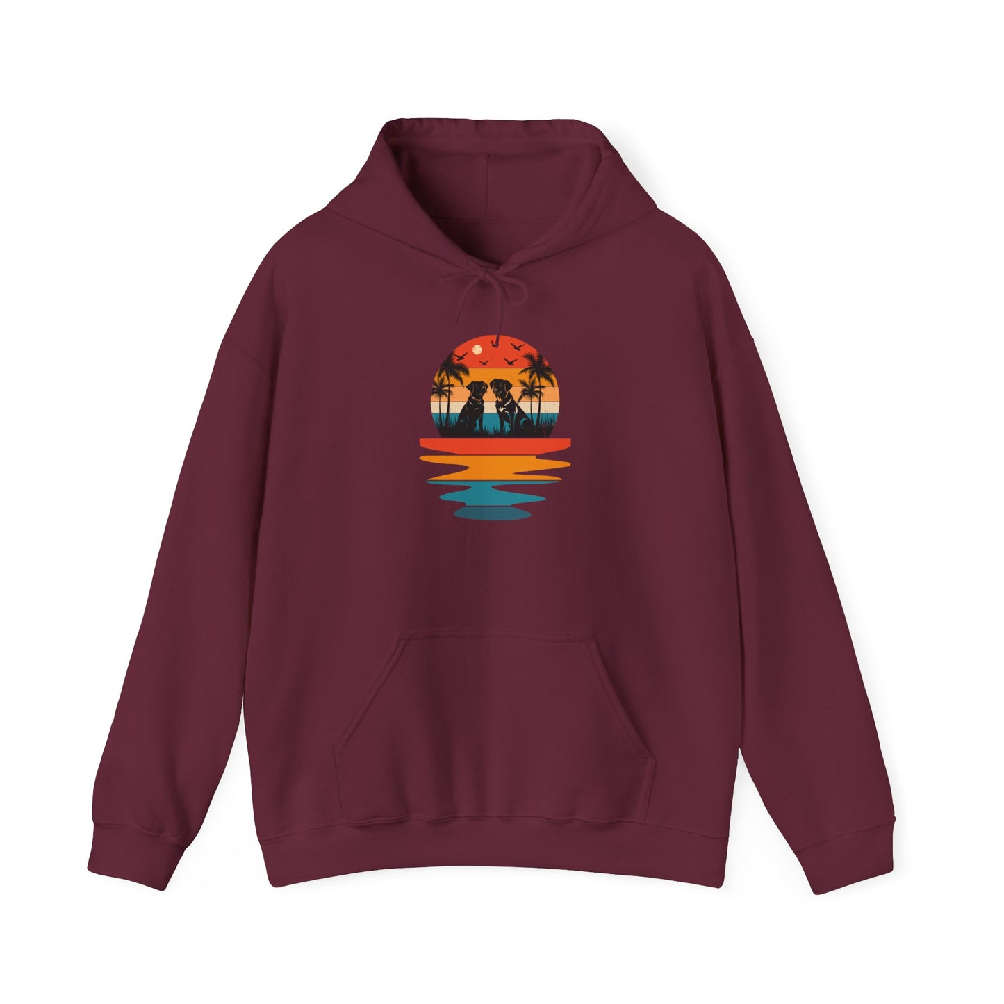 Basketball Skull Hoodie – Retro Sunset Dunk Graphic Sweatshirt