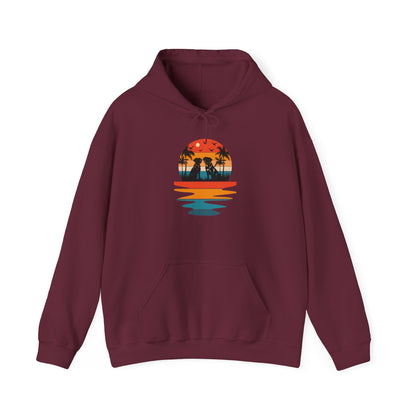 Basketball Skull Hoodie – Retro Sunset Dunk Graphic Sweatshirt