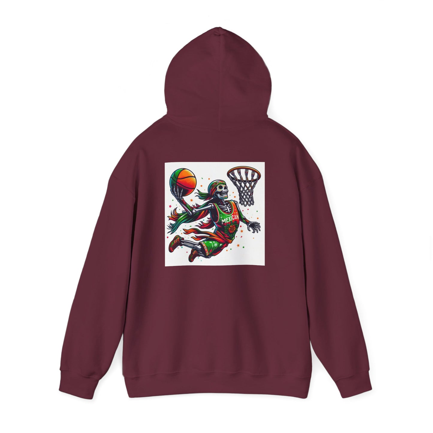 Basketball Skull Hoodie – Retro Sunset Dunk Graphic Sweatshirt