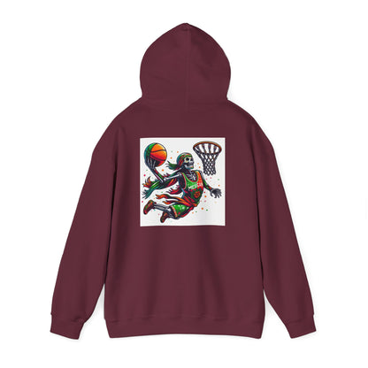 Basketball Skull Hoodie – Retro Sunset Dunk Graphic Sweatshirt