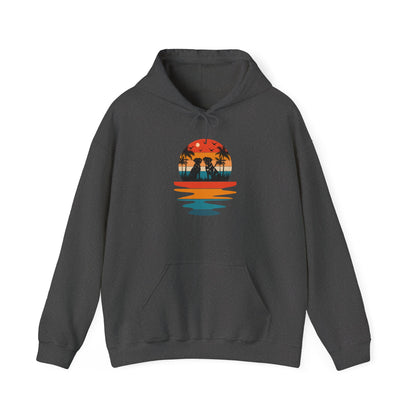 Basketball Skull Hoodie – Retro Sunset Dunk Graphic Sweatshirt